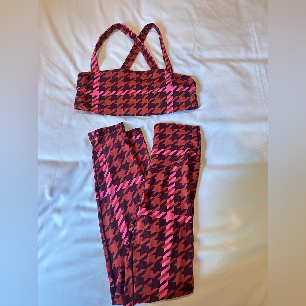 Aerie Pink Houndstooth Leggings (1/2 matching set)